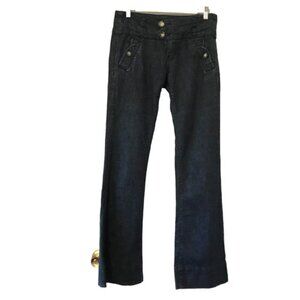 Rewind Denim Jeans Dark Wash Wide Leg Flared Juniors Size 7 Inseam 32